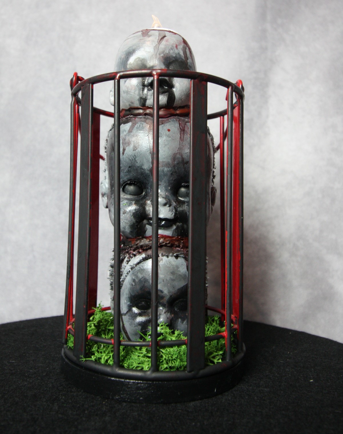 Creepy Doll Head Lantern | Horror Doll Head Candle | Haunted Halloween Decor GrimlyGala #29 – 9 Inch (SOLD)